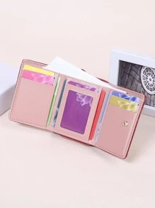 Flip Cover Three-fold Short Wallet With Multi Card Slots - Burgundy - View 4
