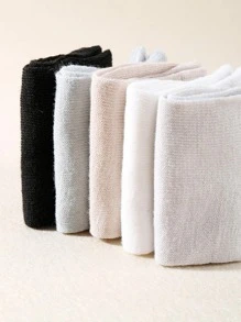 5pairs Kids Solid Ankle Socks For Daily Life - Multicolor - View 3