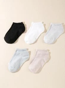 5pairs Kids Solid Ankle Socks For Daily Life - Multicolor - View 2