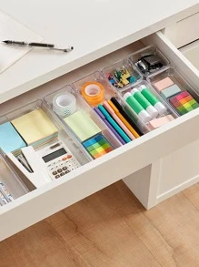 1pc PMMA Storage Box, Minimalist Clear Desk Storage Box For Home - Clear - View 6