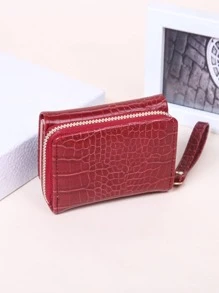 Flip Cover Three-fold Short Wallet With Multi Card Slots - Burgundy - View 5