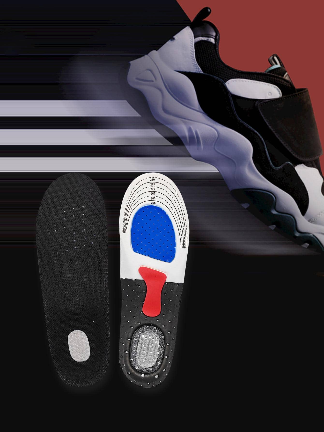 Lizeng 1雙鞋墊黑色減震配件適用於鞋 - 黑色 - 查看 1