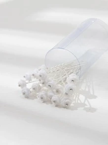 20 chiếc Kẹp tóc trang trí bằng đá & ngọc trai Thích hợp cho các dịp cập nhật và lễ hội - trắng - Xem 1