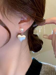 Faux Pearl Decor Earrings - White - View 1