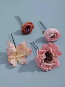 9pcs Feather & Flower Decor Hair Clip - Multicolor - View 3
