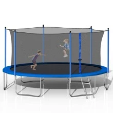 14FT Trampoline for Kids and Adults,Large Recreational Trampoline with Ladder and Steel Tube,Outdoor Backyard Trampoline with Net - 藍色 - 查看 5