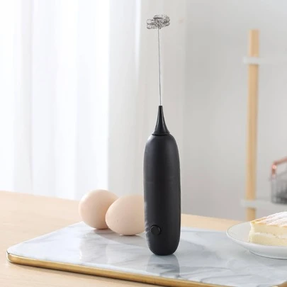1pc ABS Milk Frother, Modernist Black Handheld Battery Operated Whisk For Kitchen