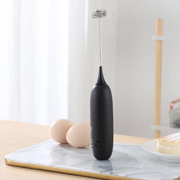 1pc ABS Milk Frother, Modernist Black Handheld Battery Operated Whisk For Kitchen