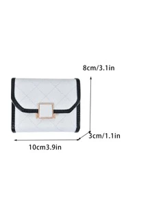 Checkered Short Women's Wallet, New Korean Style Simple Card Holder - White - View 2