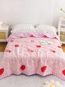 1入組草莓圖案床罩，現代家居布藝床罩 - 彩色 - 查看 2