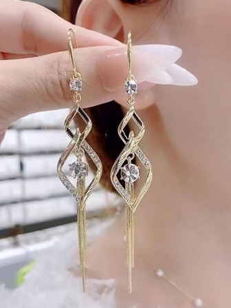 Rhinestone Decor Drop Earrings