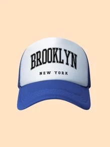 Hombres Sombrero de camionero con estampado de letra - Azul - Ver 1