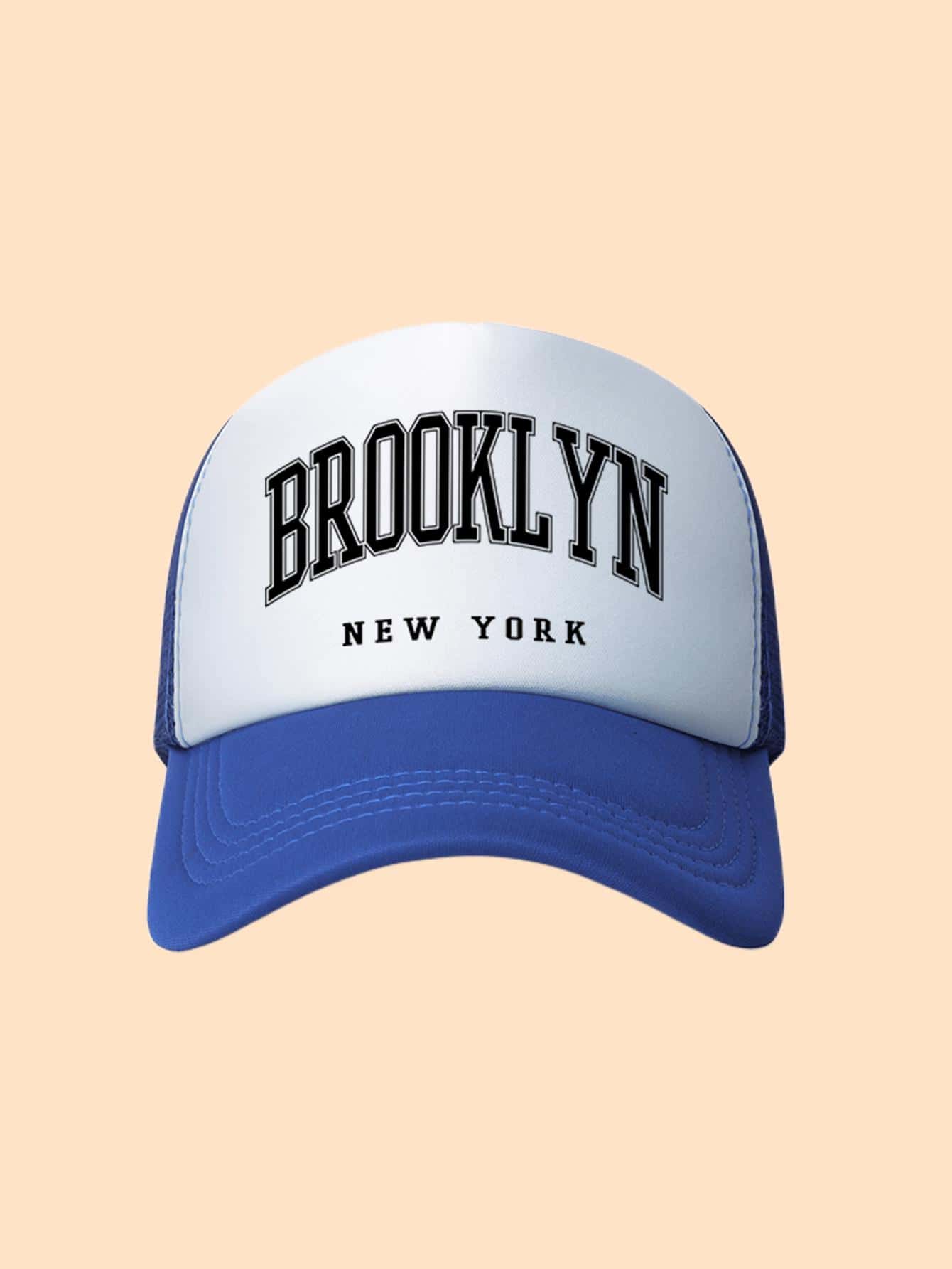 Hombres Sombrero de camionero con estampado de letra - Azul - Ver 1