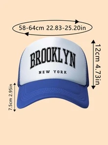 Hombres Sombrero de camionero con estampado de letra - Azul - Ver 2