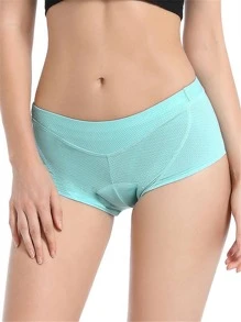 Shorts de ciclismo unicolor tejido de canalé - Azul menta - Ver 1