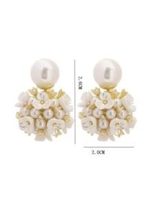 2入組鑲嵌水鑽和人造珍珠裝飾耳環夾 - 彩色 - 查看 6