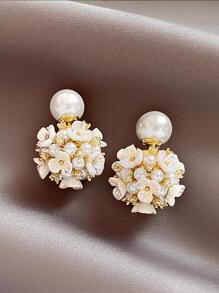 2入組鑲嵌水鑽和人造珍珠裝飾耳環夾 - 彩色 - 查看 2