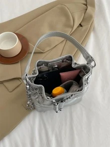 Túi xô thời trang nữ có dây đeo vai - Bạc - Xem 8