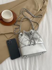 Túi xô thời trang nữ có dây đeo vai - Bạc - Xem 10