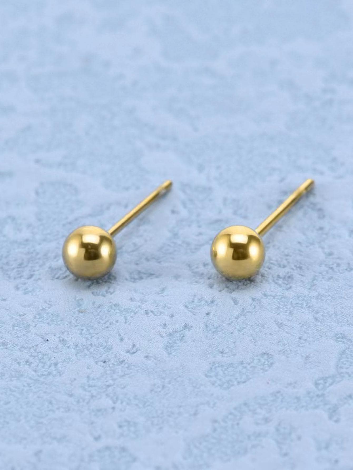 Minimalist Stud Earrings - Yellow Gold - View 1
