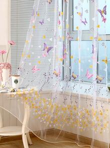 Rèm vải đơn thêu hình con bướm - Nhiều màu - Xem 3