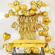 40 chiếc Kim Loại Trang Trí Tiệc Sinh Nhật, Bong Bóng Cao Su Confetti & Bộ Rèm Tua Rua - Vàng - Xem 2