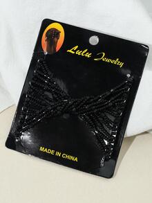 珠子裝飾梳子 - 黑色 - 查看 4