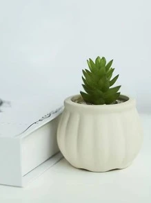 1入組陶瓷植物容器，現代米色家用花盆 - 米色 - 查看 4
