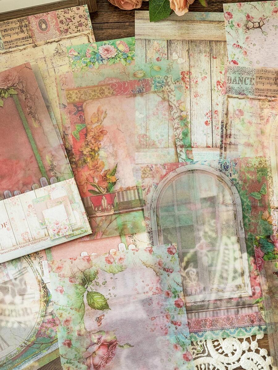 20入組花朵圖案材料紙 - 彩色 - 查看 1