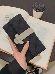 Phong Cách Hàn Quốc Mới Ví Dài Nữ Đơn Giản Công Suất Lớn Đa Thẻ Vị Trí Ví Tiền, Ví - màu đen - Xem 5