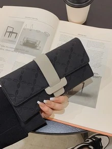 Phong Cách Hàn Quốc Mới Ví Dài Nữ Đơn Giản Công Suất Lớn Đa Thẻ Vị Trí Ví Tiền, Ví - màu đen - Xem 3