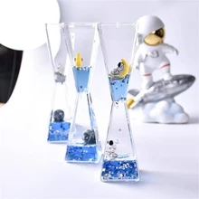 1pc Creative Astronaut Hourglass Liquid Quicksand Oil Leak Starry Sky Time Hourglass Office Desk - Blue - View 3