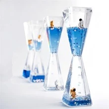 1pc Creative Astronaut Hourglass Liquid Quicksand Oil Leak Starry Sky Time Hourglass Office Desk - Blue - View 2