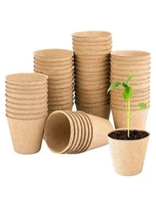 20入組/套紙育苗盆，花園簡易育苗碗 - 黃色 - 查看 2