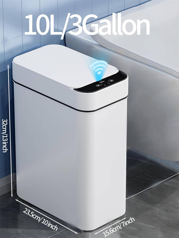 1pc Touchless Motion Sensor Trash Can With Lid, 3 Gallon Slim Trash Bin