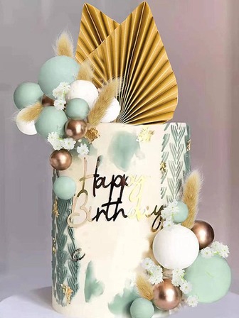 リーフデザインケーキトッパー2個。