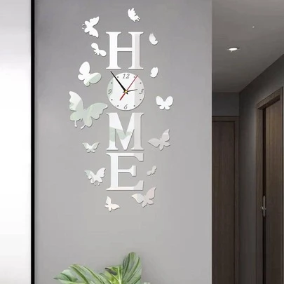 1 套蝴蝶和字母形挂钟、家居装饰、房间装饰