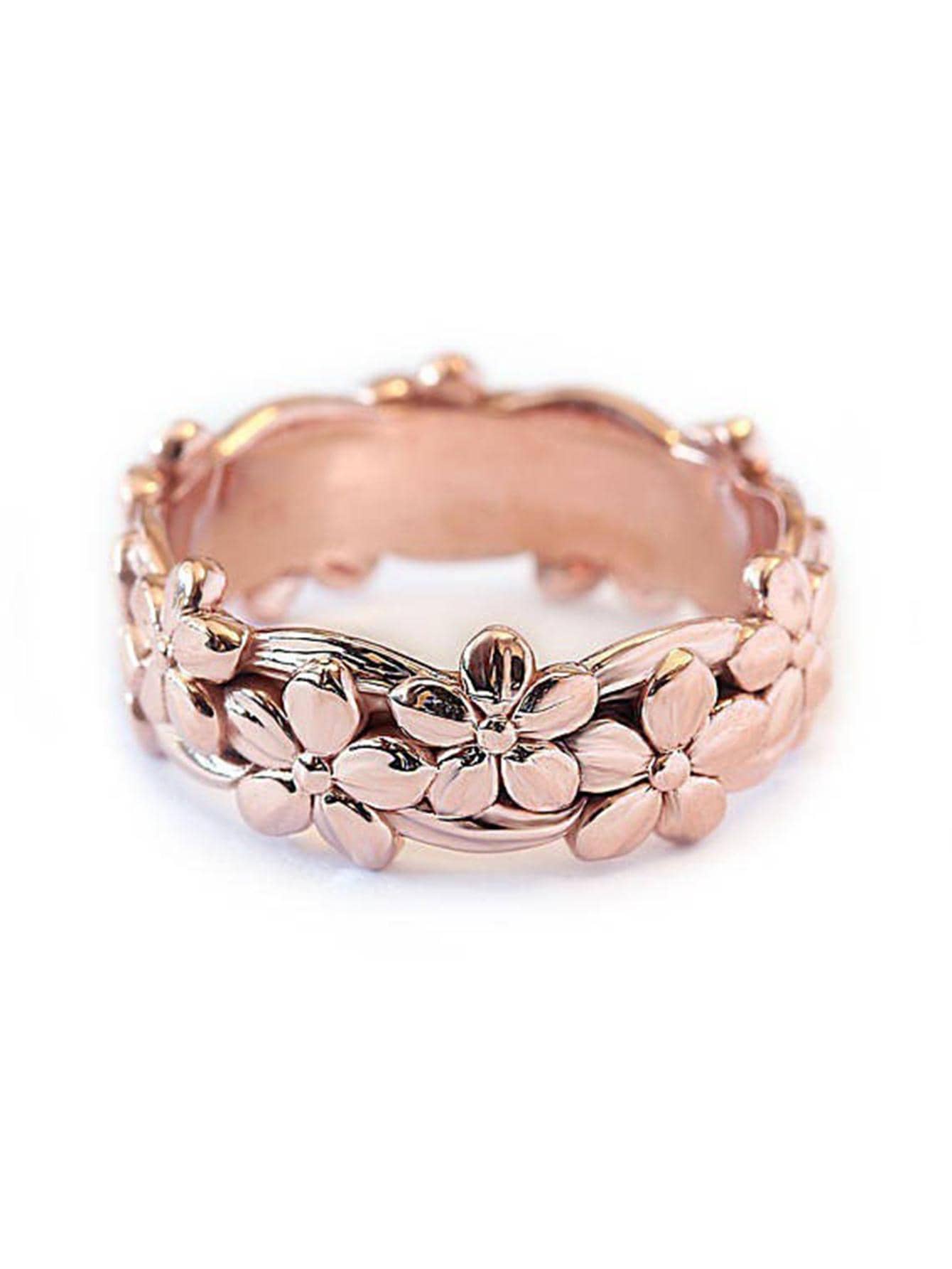 1入組花朵裝飾戒指 - 玫瑰金 - 查看 1