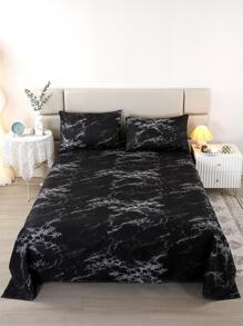 Marble Pattern Flat Sheet - Black - View 1