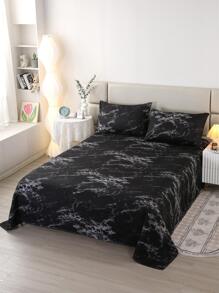 Marble Pattern Flat Sheet - Black - View 2