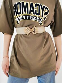 Geometric Buckle Belt Halloween Summer, School Fall, Autumn, Halloween - Beige - View 8