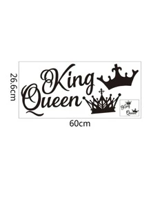 1 件女王与国王皇冠印花墙贴、贴纸、墙贴花、乙烯基贴花，用于家居装饰、春季装饰品，让您的家焕然一新，拉玛装饰贴纸礼物生日毕业 - 黑色 - 查看 2