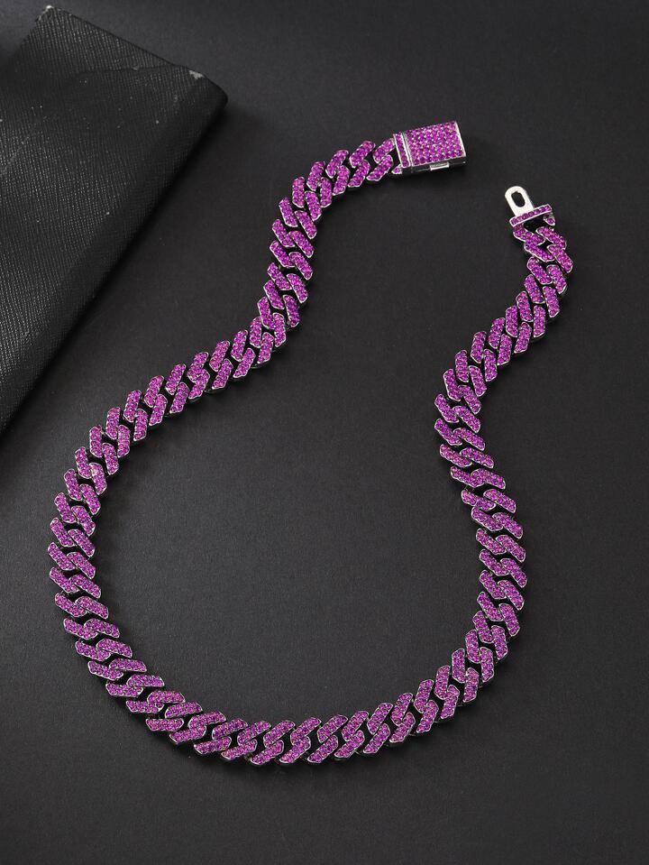 1pc Iced Out Hip Hop Bling Y2K Pink Colorful Rhinestone Rapper