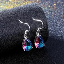 Rhinestone Teardrop Earrings - Showy - View 3