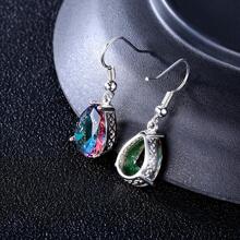 Rhinestone Teardrop Earrings - Showy - View 2