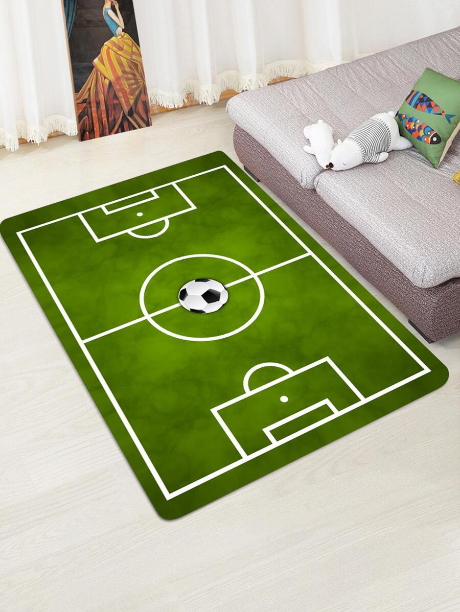 1pc Football Field Pattern Anti-Slip Rug ,Room Decor - Multicolor - View 1