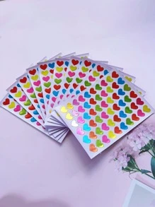 10入組心形圖案貼紙，DIY工藝多用途裝飾貼紙，手賬裝飾 - 彩色 - 查看 1