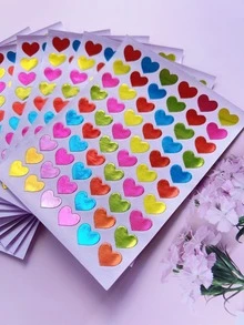 10入組心形圖案貼紙，DIY工藝多用途裝飾貼紙，手賬裝飾 - 彩色 - 查看 3
