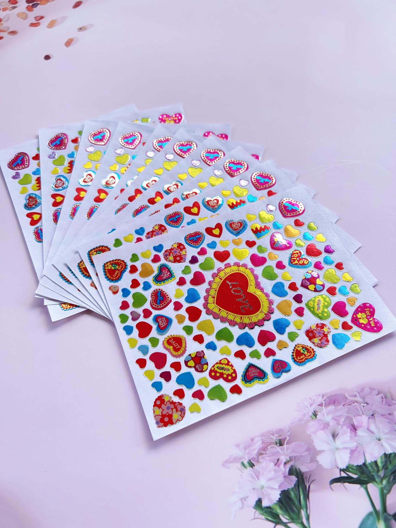 1pack Circle Heart Stickers For Bullet Journal, 10pcs - Multicolor - View 1