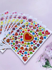 1pack Circle Heart Stickers For Bullet Journal, 10pcs - Multicolor - View 3